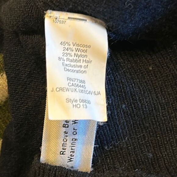 J. Crew Women’s Green & Ivory Elbow Patch Striped Navy Sweater Small - Picture 3 of 7